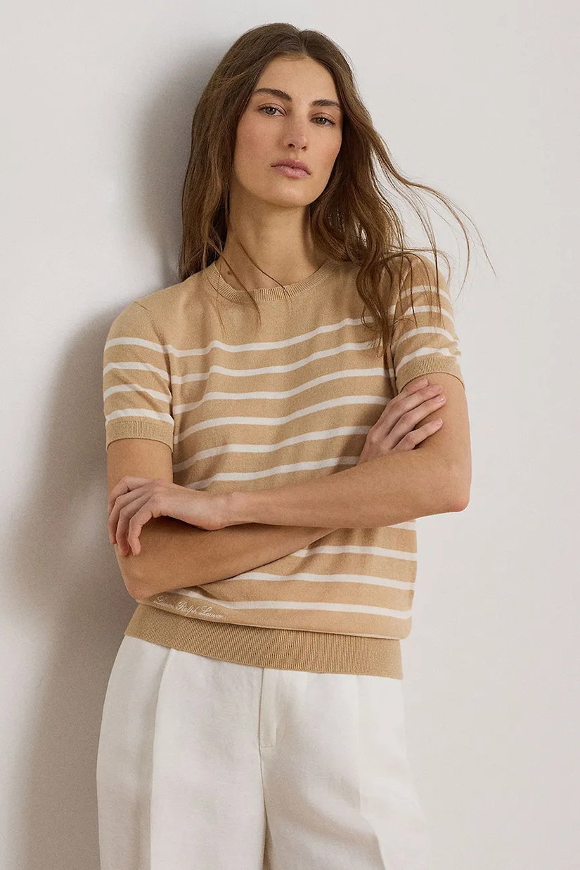 Lauren Ralph Lauren pulover cu mânecă scurtă pentru femei, cu modal