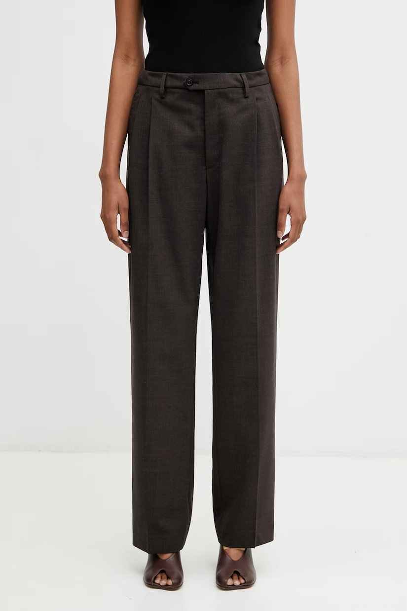 MM6 Maison Margiela pantaloni straight pentru femei, cu lână