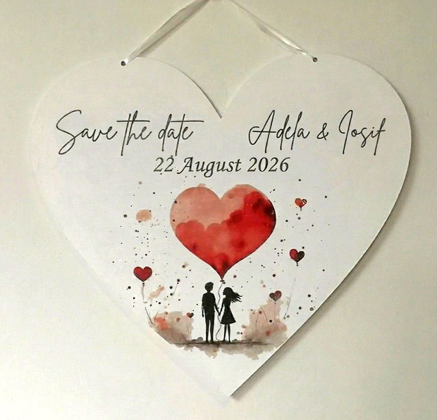 Placuta personalizata Save the date - inima