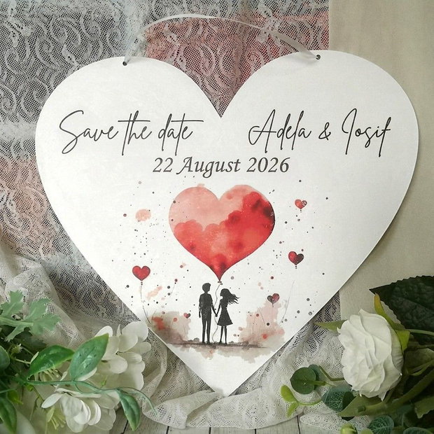 Placuta personalizata Save the date - inima