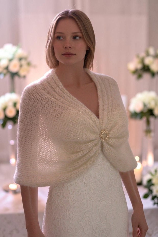 Șal din Mohair și Mătase Auriu Șal elegant pentru Nunți și Ocazii