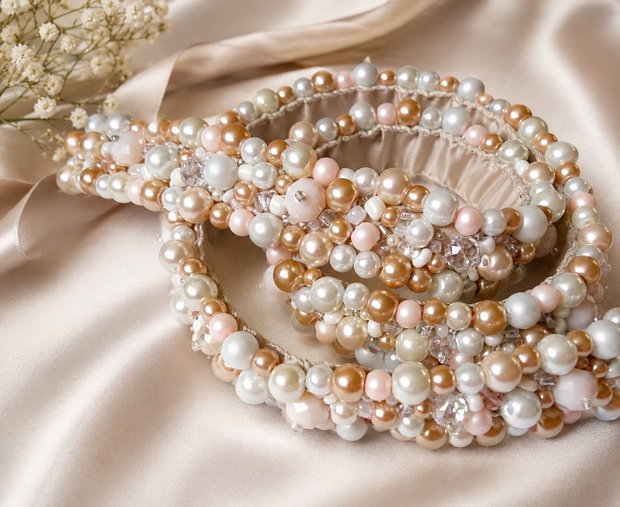 Centura nude/ roz pudra / ivory/alb