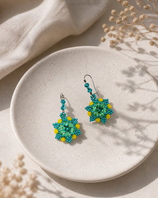 Cercei turcoaz cu cristale Swarovski