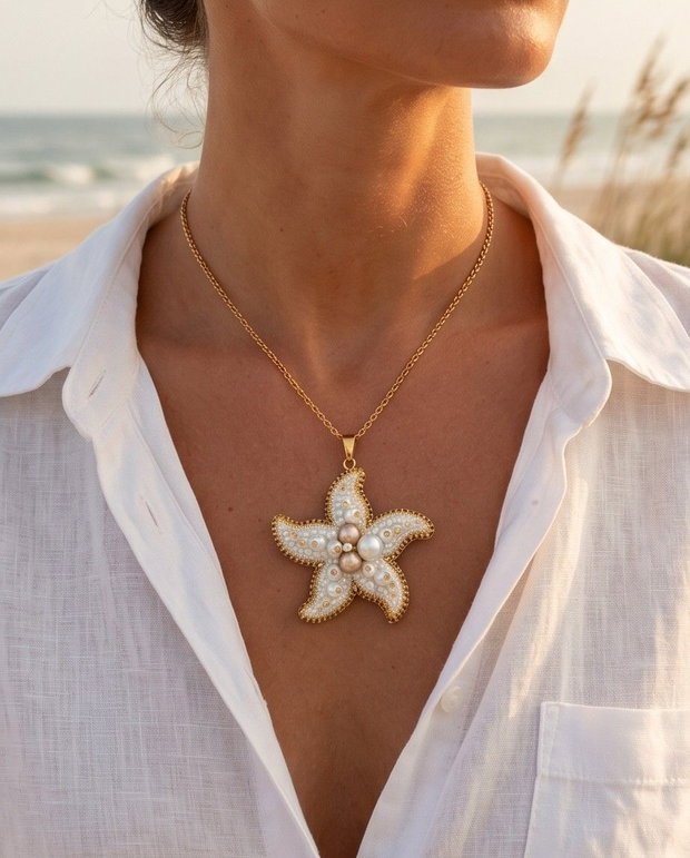 Rezervat Colier/Pandantiv Pearl Starfish
