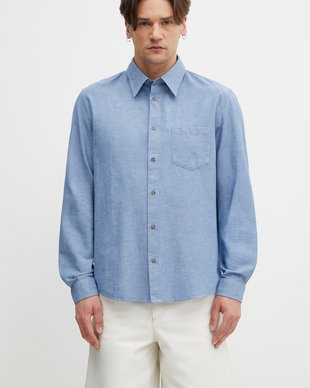 A.P.C. cămașă bărbătească cu bumbac și in