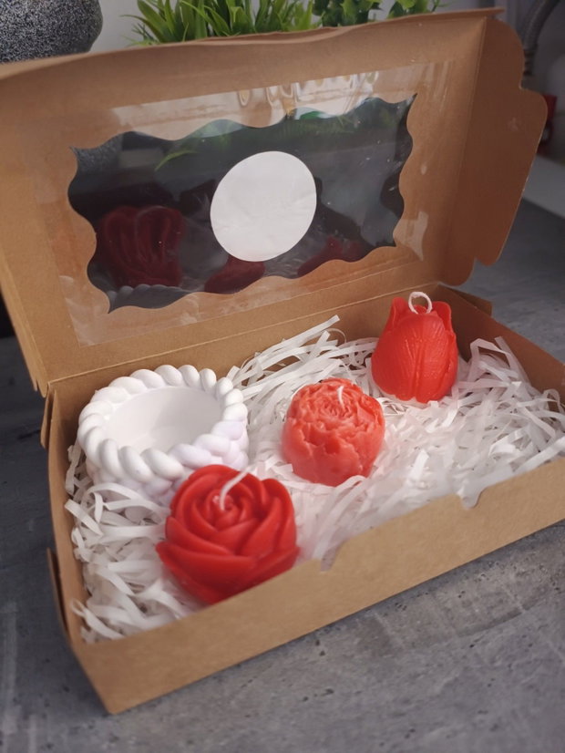Set lumanari decorative rosu