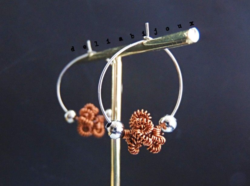 Cercei handmade tip hoop, eleganți și moderni, realizați manual din sârmă de cupru non-tarnish (cod1432)