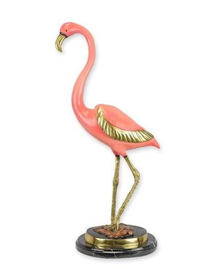 Flamingo-statueta vieneza bronz cu soclu marmura