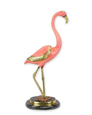 Flamingo-statueta vieneza bronz cu soclu marmura