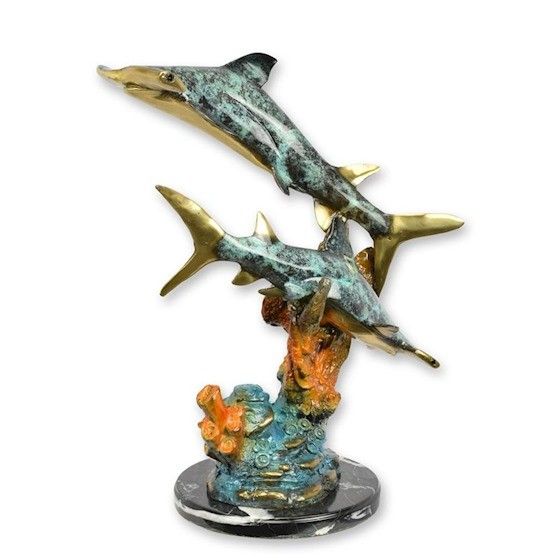 Rechini ciocan-statueta vieneza bronz cu soclu marmura