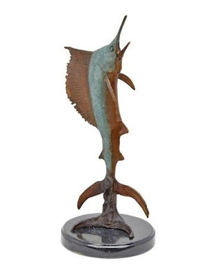 Peste spada-statueta din bronz cu soclu din marmura