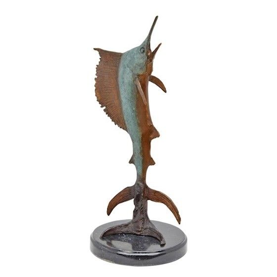 Peste spada-statueta din bronz cu soclu din marmura