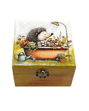 Cutie decorativa din lemn, Baia ariciului vesel, 4670