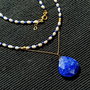 Colier vermeil perle naturale de cultura lapis lazuli lant argint placat cu aur brioleta lapis lazuli minimalist boho chic trendy