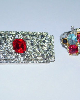 brosa noua model art deco, cristale  deosebite,  inel nou  cristale,