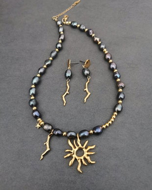 Set colier si cercei din perle de cultura CP44 CZ58