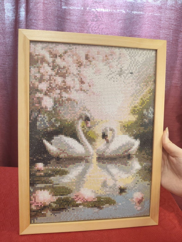 Tablou Mozaic cu Diamante Lebede Romantice