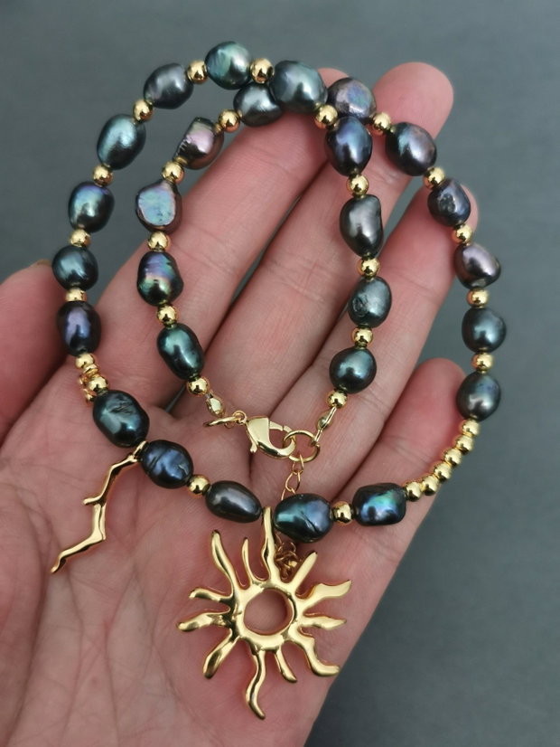 Set colier si cercei din perle de cultura CP44 CZ58