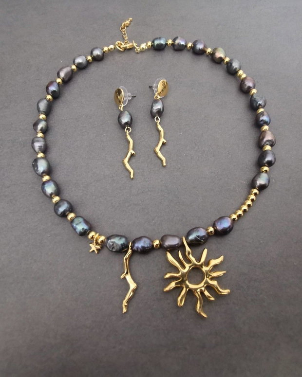 Set colier si cercei din perle de cultura CP44 CZ58