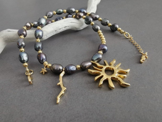 Set colier si cercei din perle de cultura CP44 CZ58