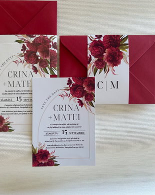 Invitatie de nunta Burgundy