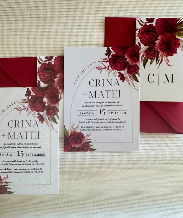 Invitatie de nunta Burgundy