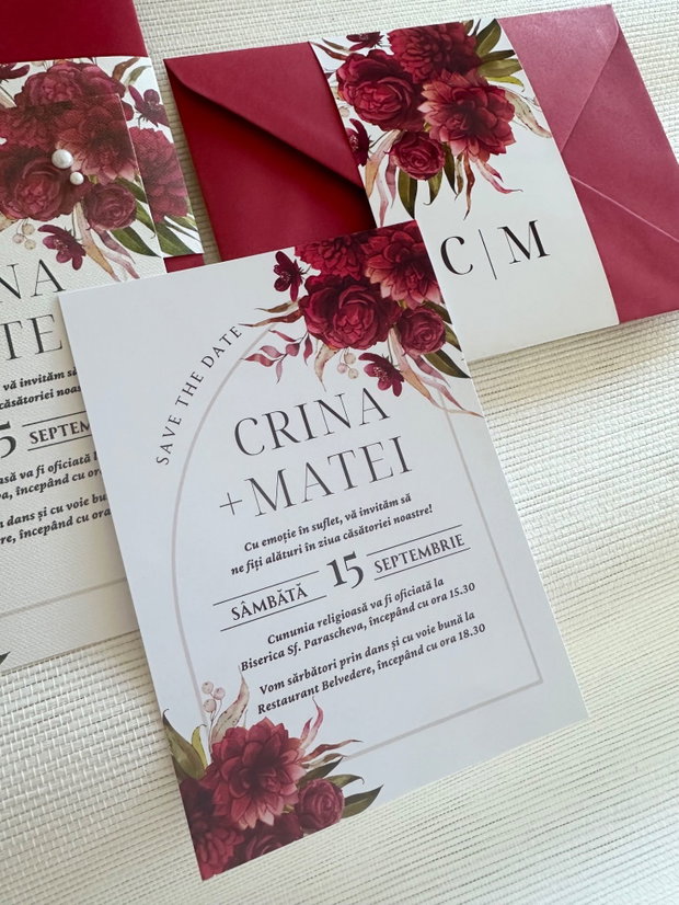 Invitatie de nunta Burgundy