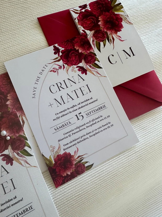 Invitatie de nunta Burgundy
