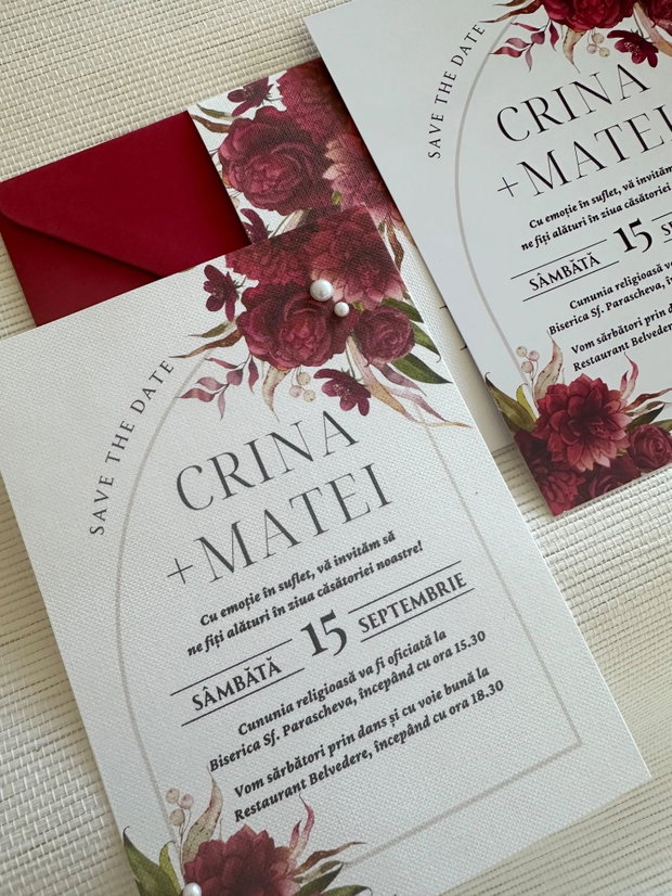 Invitatie de nunta Burgundy