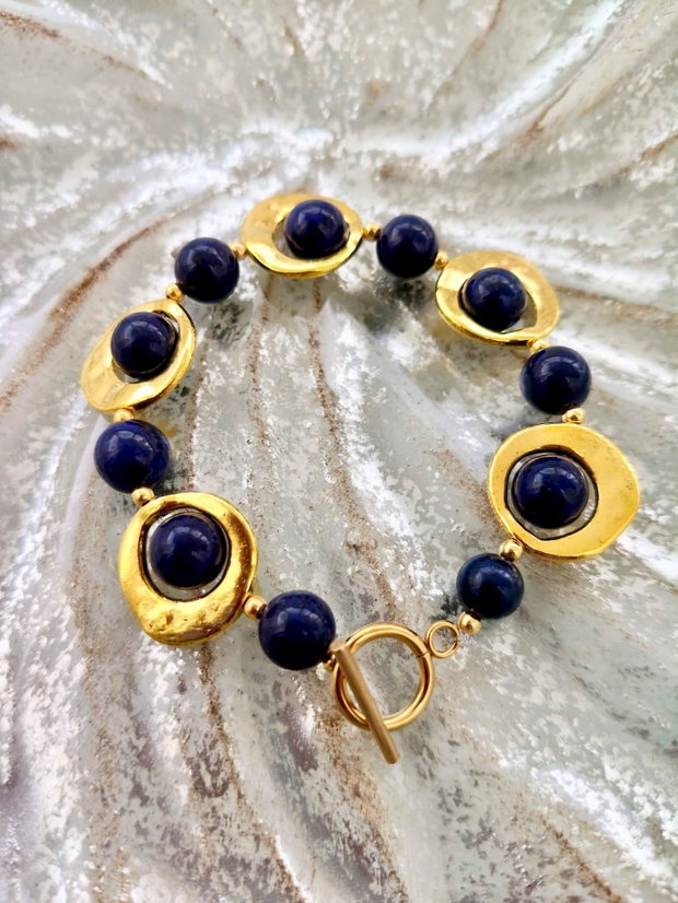Set vintage lapis lazuli & aliaj auriu