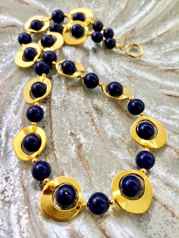 Set vintage lapis lazuli & aliaj auriu