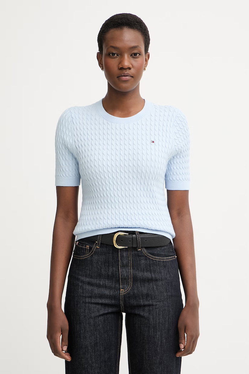 Tommy Hilfiger pulover cu mânecă scurtă pentru femei, din bumbac
