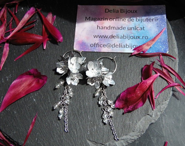 Cercei lungi, ușori și spectaculoși, creați pentru iubitoarele de accesorii delicate cu personalitate (cod1440)
