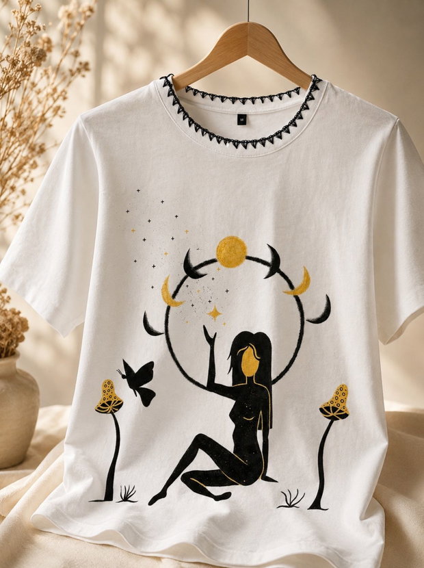 Tricou Zeița Spirituală Pictat Manual Unicat