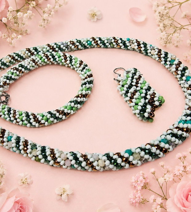 Set tubular spiral Green Ivy
