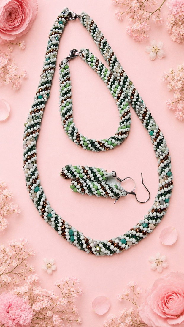 Set tubular spiral Green Ivy