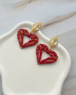 Cercei din lut polimeric GOLDEN HEART #C0074