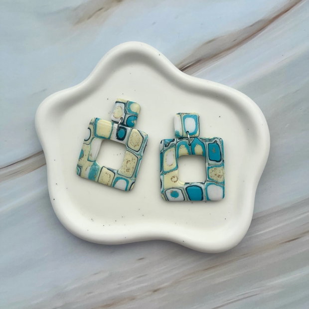 Cercei din lut polimeric OCEAN SQUARES #C0080