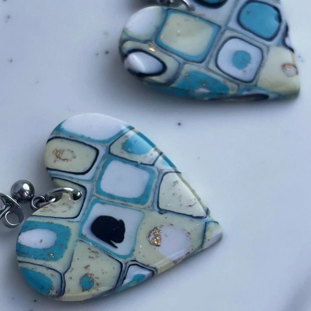 Cercei din lut polimeric OCEAN HEARTS #C0087