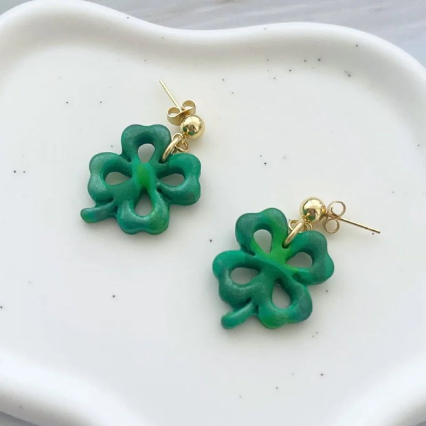Cercei din lut polimeric EMERALD LUCK #C0136