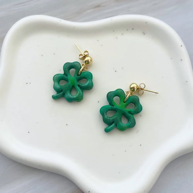 Cercei din lut polimeric EMERALD LUCK #C0136