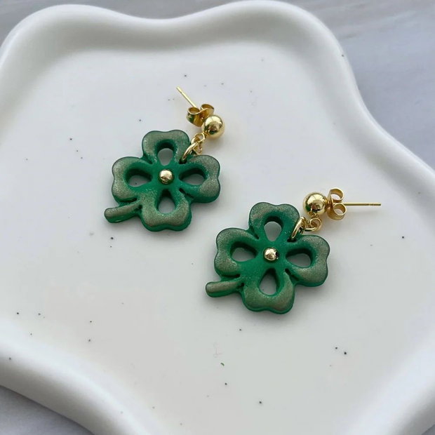 Cercei din lut polimeric LUCKY CLOVER #C0139