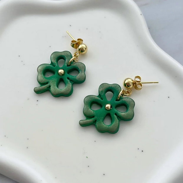 Cercei din lut polimeric LUCKY CLOVER #C0139