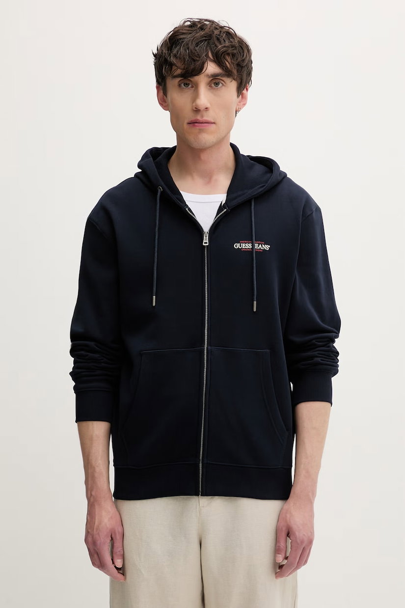 Guess Jeans hanorac cu fermoar și glugă pentru bărbați, din bumbac
