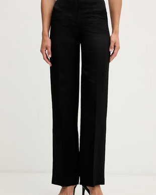 Sisley pantaloni straight pentru femei, cu amestec de in