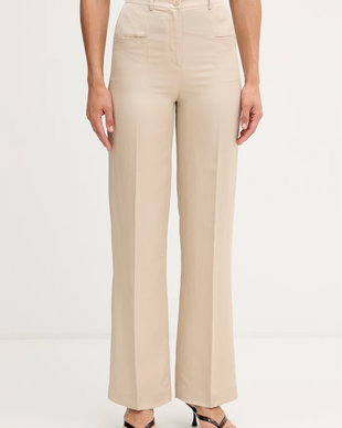 Sisley pantaloni straight pentru femei, cu amestec de in