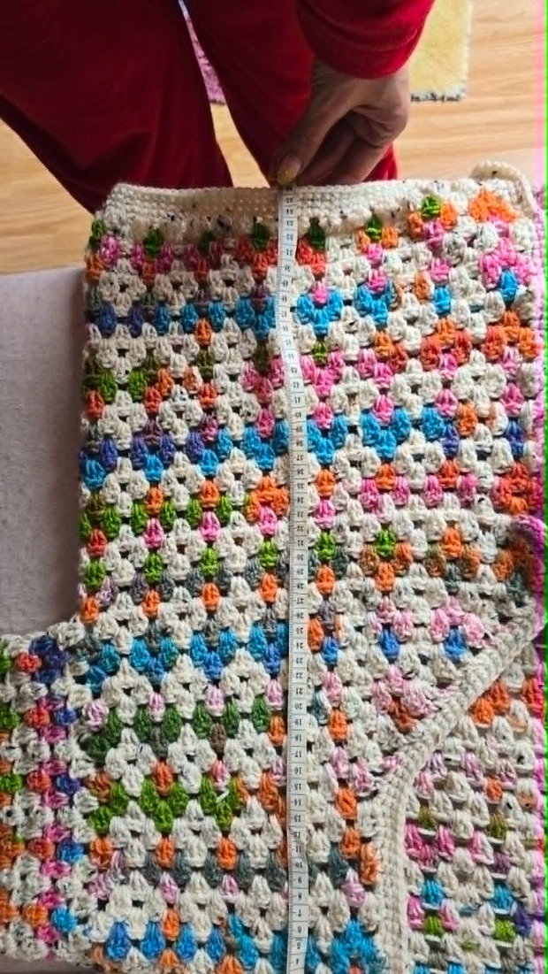 Cardigan Granny Square Multicolor Oversized, model unicat handmade