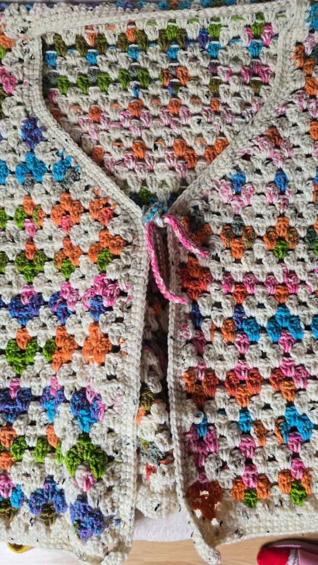 Cardigan Granny Square Multicolor Oversized, model unicat handmade