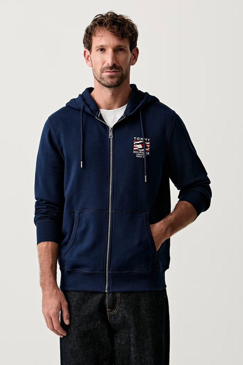 Tommy Hilfiger hanorac cu glugă pentru bărbați din bumbac