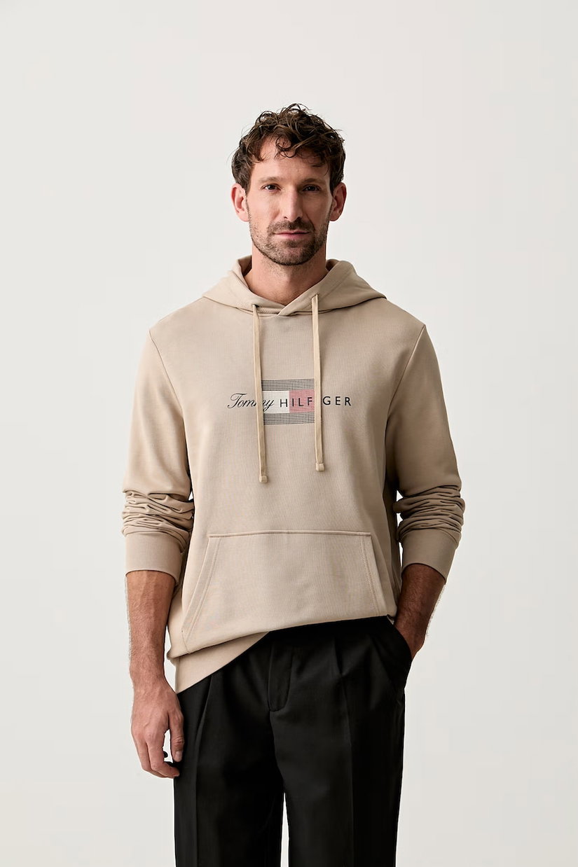 Tommy Hilfiger hanorac cu glugă pentru bărbați din bumbac